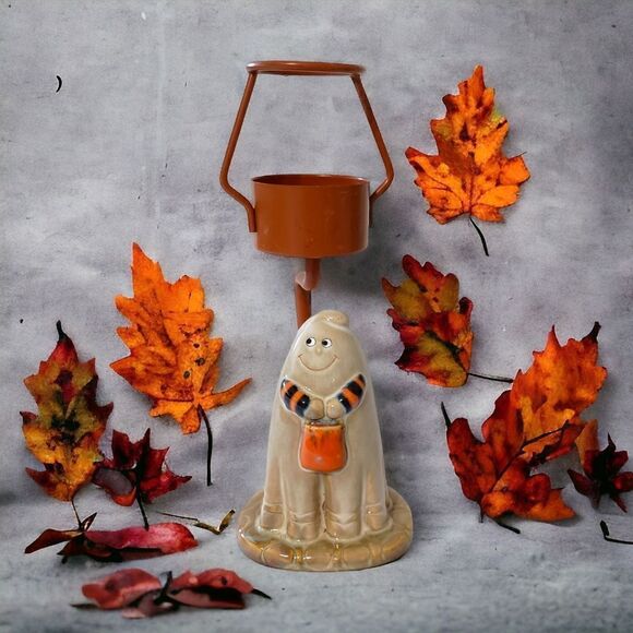 Yankee Candle Ghost Candle Holder Halloween Ceramic Ronnie Walter NO SHADE Vtg - Picture 16 of 16